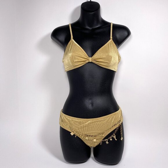 LOUIS VUITTON Gold Lurex S/S 2006 Bikini with Gold Charms - Picture 1 of 14